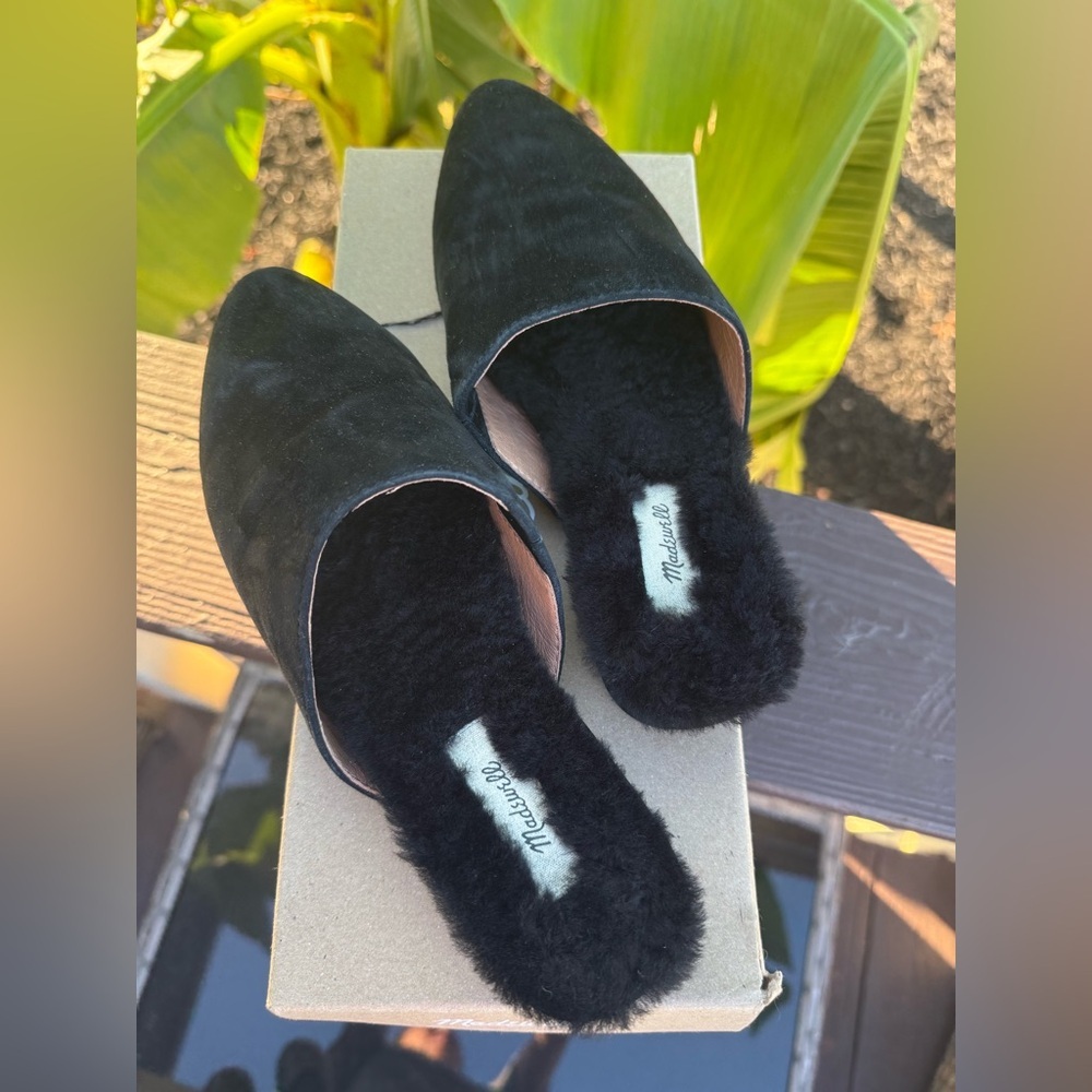 Madewell Black Fur-Lined Slippers